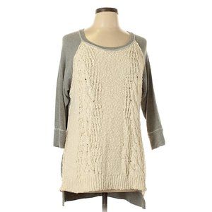 Dolan Left Coast Park Knit Grey Crochet Front T Shirt Top Size L